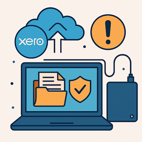 Secure cloud backup illustration for Xero accounting data, highlighting independent file protection.