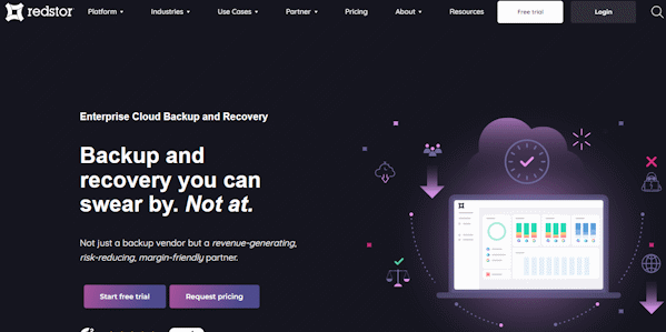Homepage of a backup and recovery platform offering Xero data protection with visual dashboard and cloud features.
