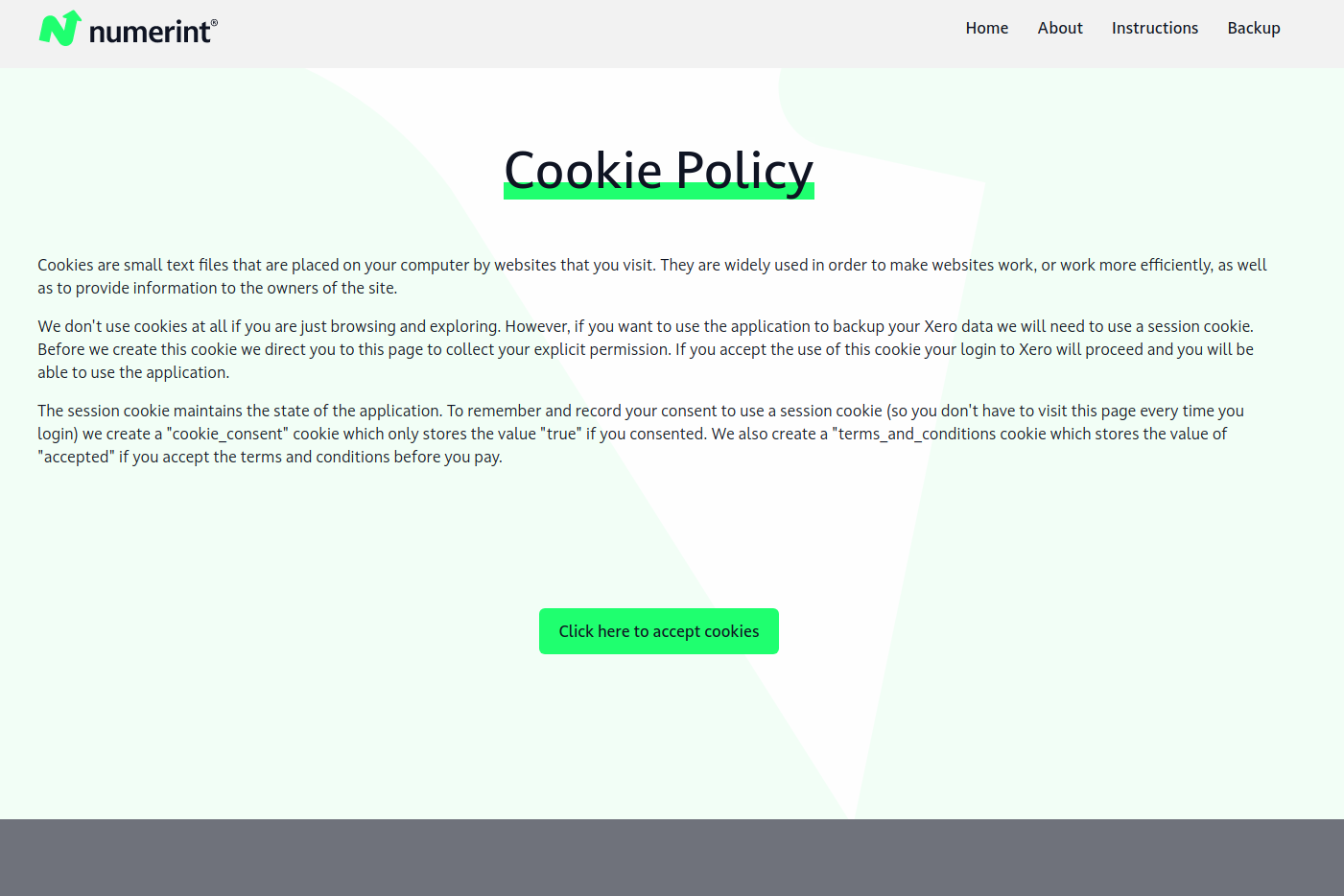 Instruction Step 2: Accept cookie policy