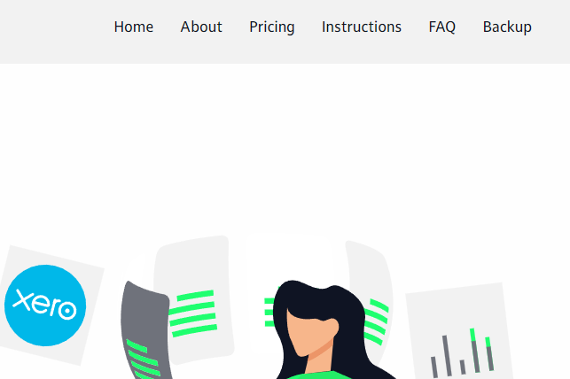 Step 1 of backing up Xero files and attachments with Numerint: Click the Backup link in the website navigation bar